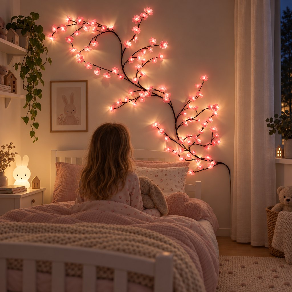 FloraKörsbär som nattlampa i barnrummet